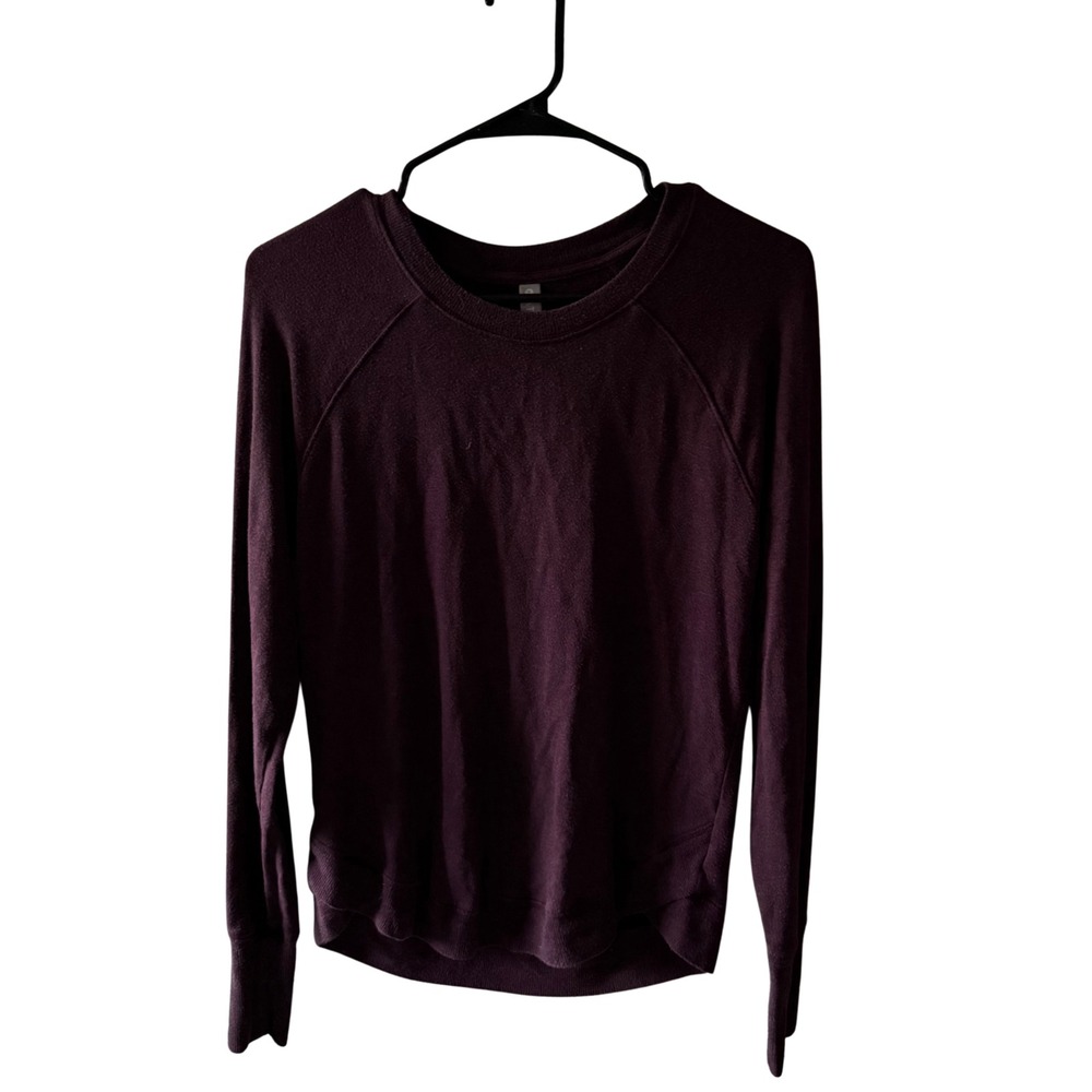 Athleta Womens XS Dark Burgundy Plum Modal Raglan Long Sleeve Sweatshirt Top